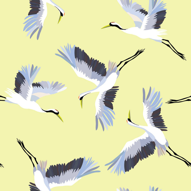 crane bird pattern, vector, illustration - Vector, Image