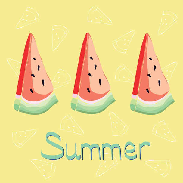 watermelon,summer,fruit, vector, illustration - Vektör, Görsel