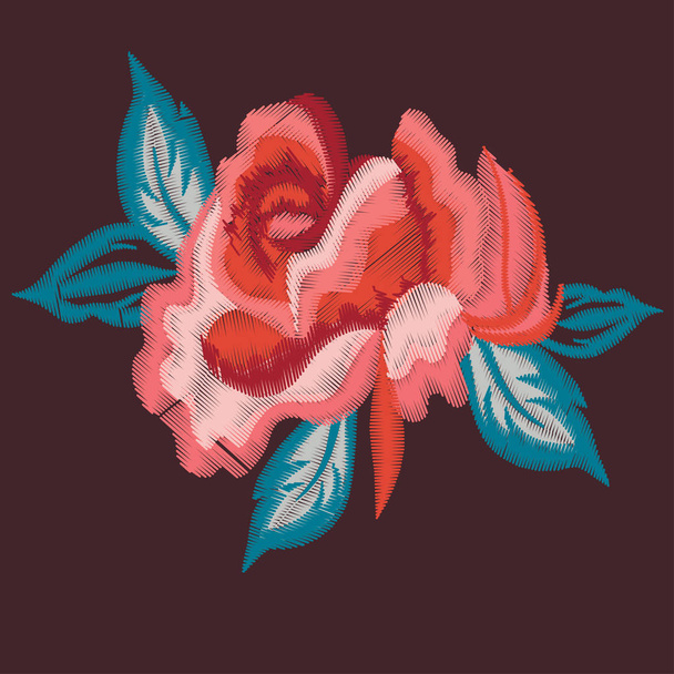 flowers embroidery, vector, illustration - ベクター画像
