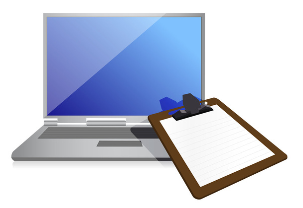 clipboard and laptop - Foto, Bild