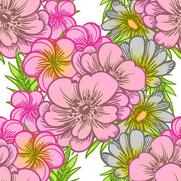 Seamless watercolor flower pattern - Vektör, Görsel