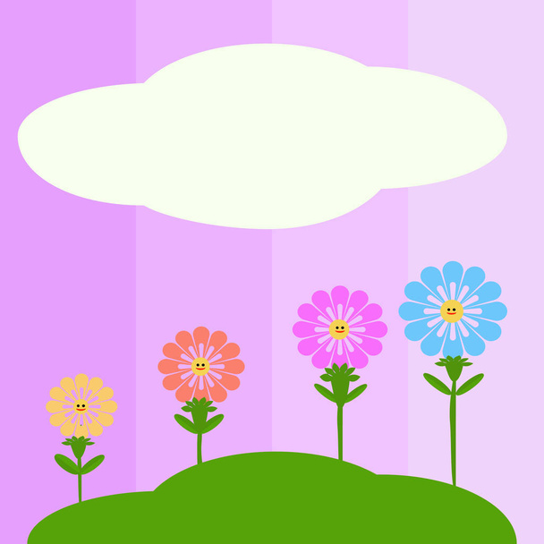 ピンクの背景に春の花 - ベクター画像