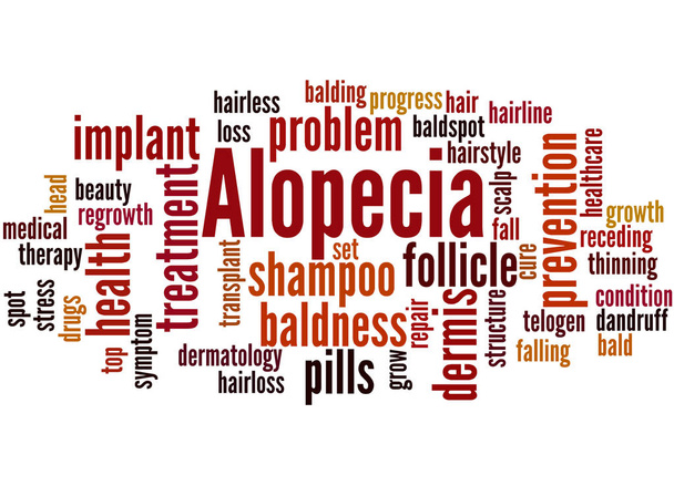 Alopécia, conceito de nuvem de palavras
 - Foto, Imagem