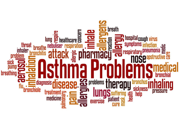 Problemas de asma, concepto de nube de palabras
 - Foto, Imagen