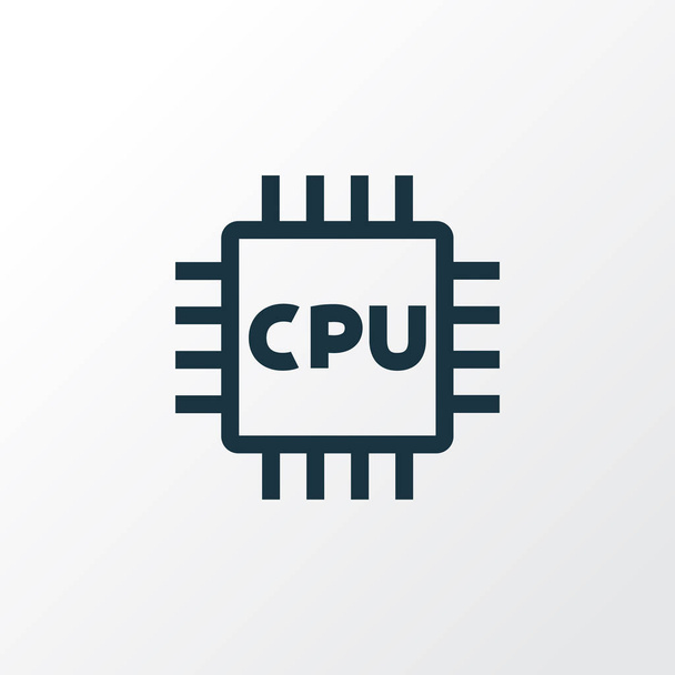 Microprocessor Outline Symbol. Premium Quality Isolated Cpu  Element In Trendy Style. - Vector, Image