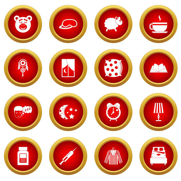 Sleep icon red circle set - Вектор,изображение