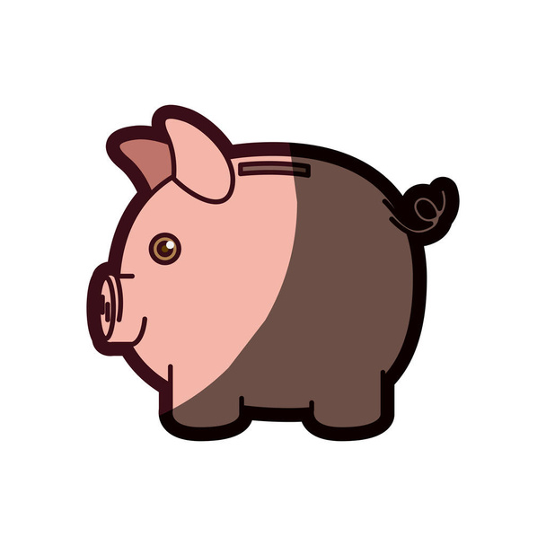 colorful silhouette of moneybox in shape of pig and thick contour - Vector, Image