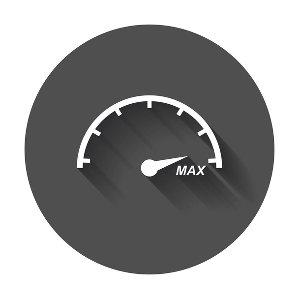 Speedometer, tachometer flat icon. Fuel level with long shadow. - Vector, Image