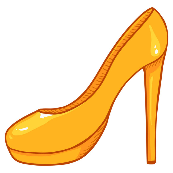 Yellow female High heel Shoe - Vetor, Imagem