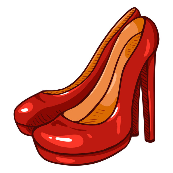 Red female High heels Shoes - Vektor, obrázek