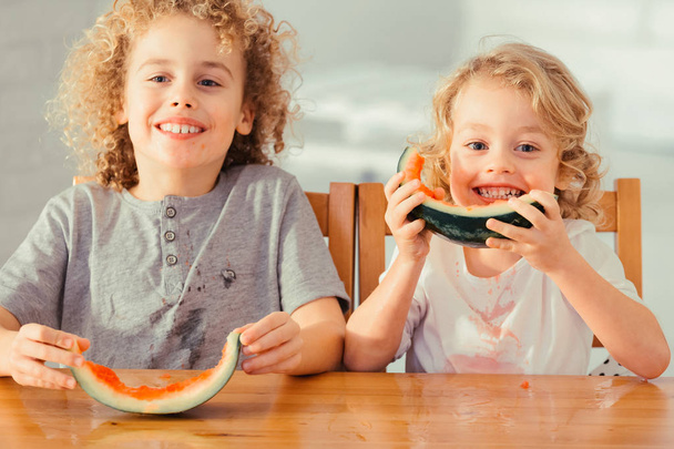 Two boys with watermelon - Photo, Image