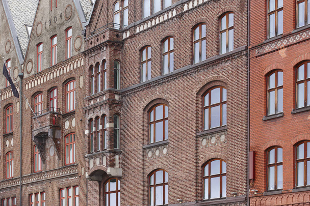 Fachadas tradicionales de edificios históricos noruegos en Bergen
.  - Foto, Imagen