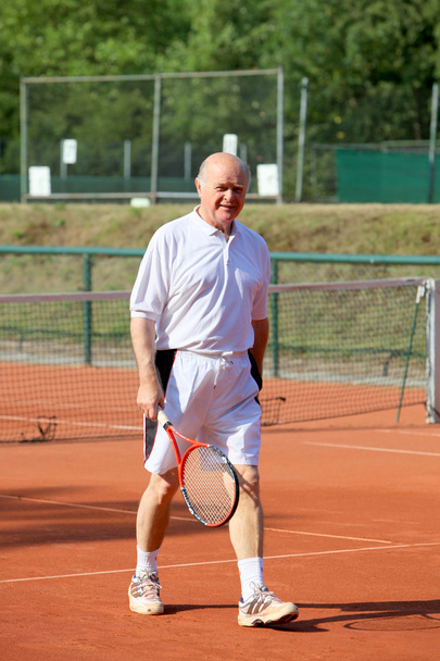 A aktive senior is playing tennis - 写真・画像