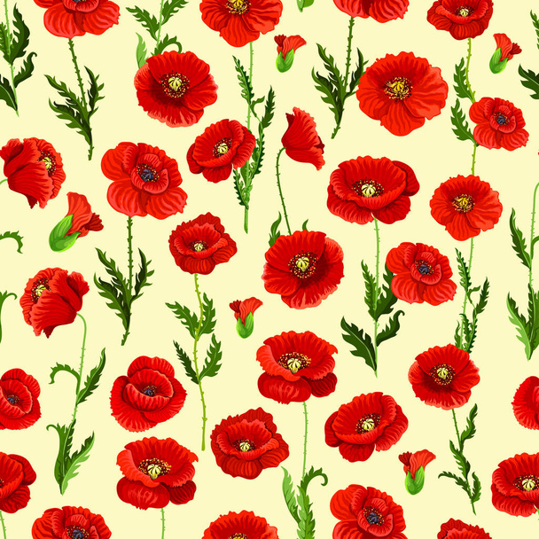 Spring flower field seamless pattern background - Vector, Image