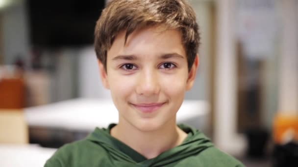happy smiling preteen boy at school - Video