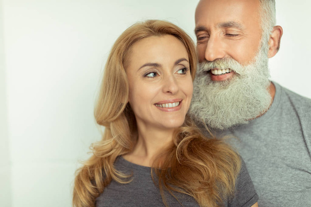 casual middle aged couple smiling - Photo, image