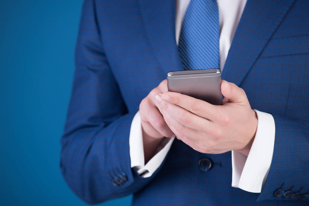 business office man or businessman with mobile phone - Photo, Image