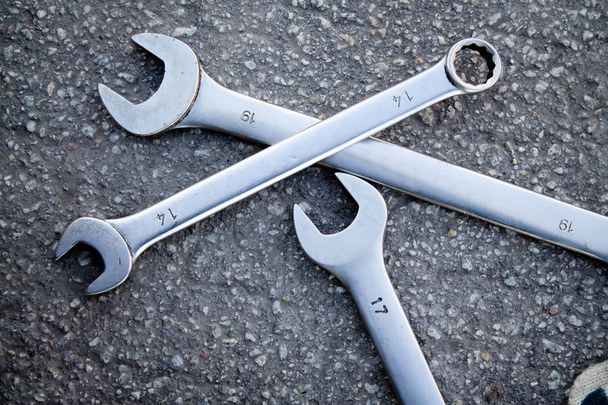 wrenches on asphalt - Photo, Image