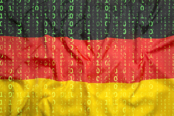 ドイツのフラグは、データ保護の概念のバイナリ コード - 写真・画像
