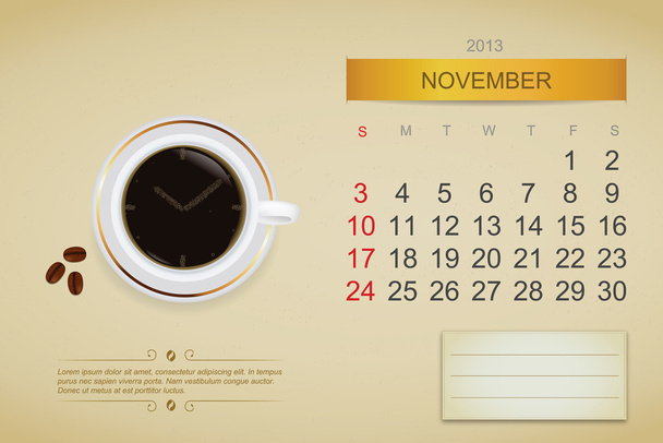 2013 年 11 月カレンダー - ベクター画像