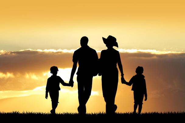 family at sunset - Photo, Image
