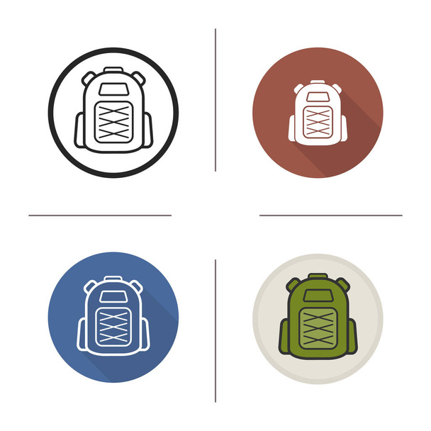 Backpack icon. Flat design, linear and color styles - Vektor, kép