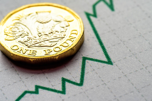 Nuovo tasso di grafico della moneta britannica da una sterlina
 - Foto, immagini