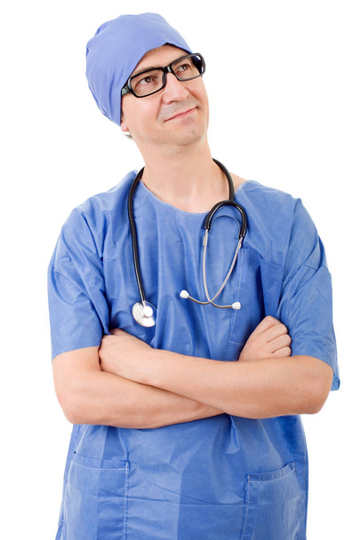 gelukkig man dokter, geïsoleerd op witte achtergrond - Foto, afbeelding