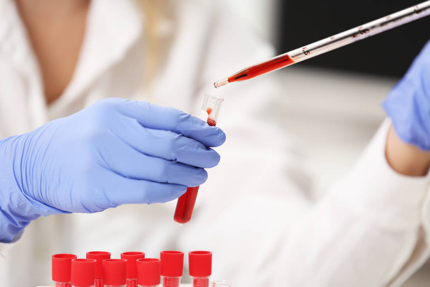 Scientist working with blood sample  - Foto, imagen