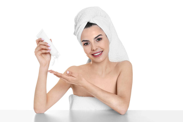 young woman after bath with cream  - Zdjęcie, obraz