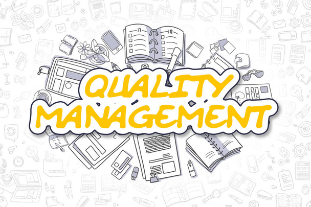 Quality Management - Doodle Yellow Text. Business Concept. - Photo, Image