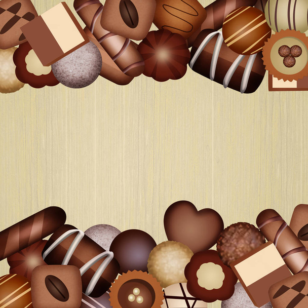 illustration of Chocolates frame - 写真・画像
