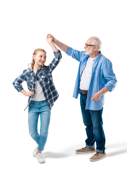 grandchild dancing with grandfather - Foto, Imagem