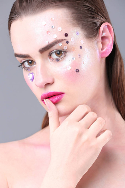 young woman with creative make up - Fotoğraf, Görsel