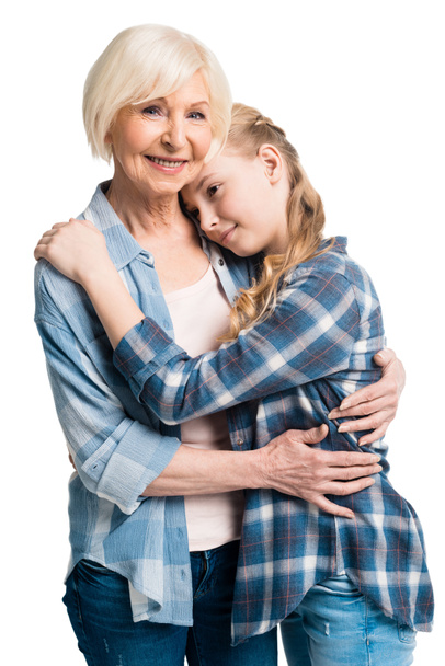 grandmother and granddaughter hugging - Photo, Image