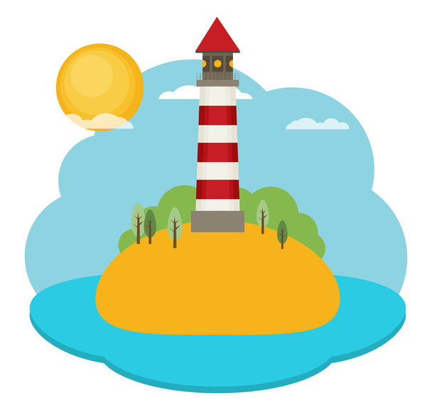 Flat  lighthouse  illustration - Vektör, Görsel
