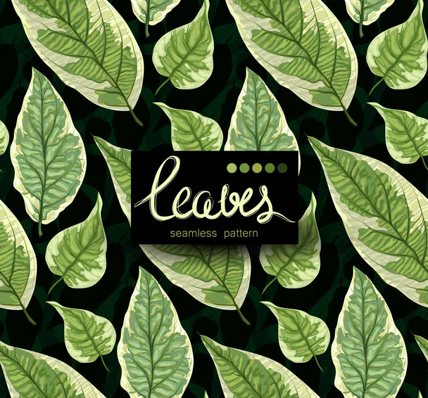 Vector seamless background with leaves. Realistic pattern with g - Vector, Image