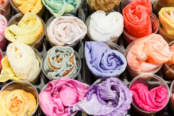 Colorful silk fabrics for sale - Photo, Image