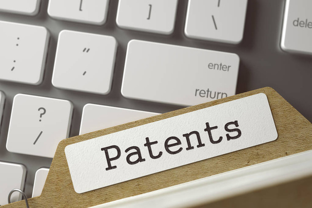 Sortowania indeksu karty z napisem patentów. 3D. - Zdjęcie, obraz