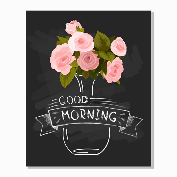 Pink roses with text - Vector, Imagen