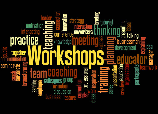 Workshops, word cloud concept 3 - Photo, Image