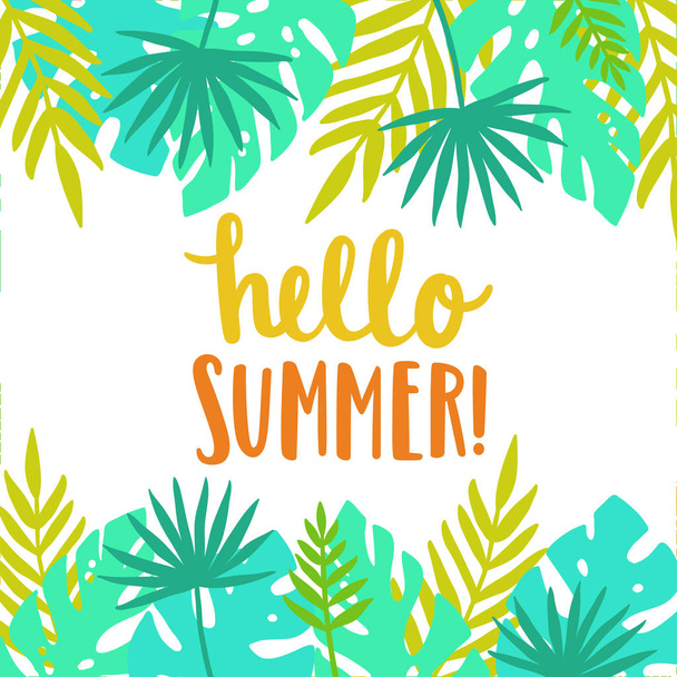 Hello summer. Bright and beautiful card template. - Вектор,изображение