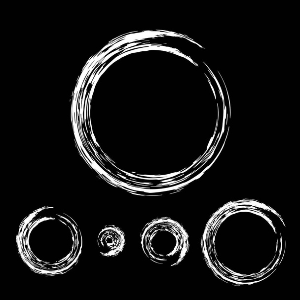 Σύνολο Grunge κύκλο με λευκό πινέλο. - Διάνυσμα, εικόνα