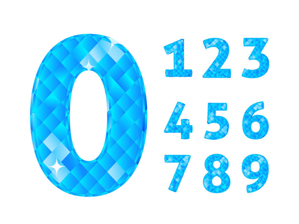 Реалистичная векторная иллюстрация с набором чисел голубых алмазов
 - Вектор,изображение