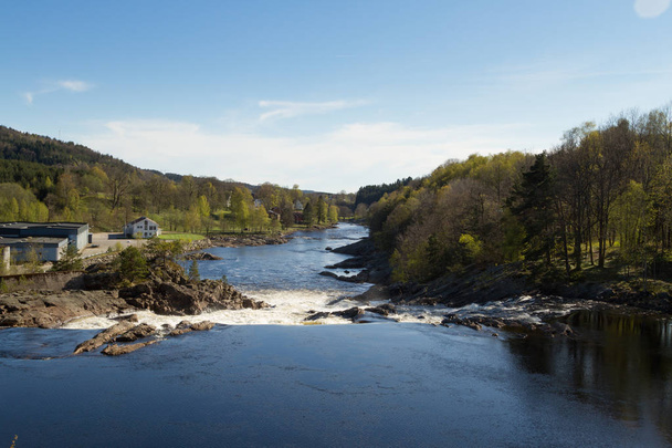 Boenfossen, τον καταρράκτη στο Boen, για το δημοφιλές Tovdalselva Σολομός ποταμού, Κρίστιανσαντ, Νορβηγία - Φωτογραφία, εικόνα