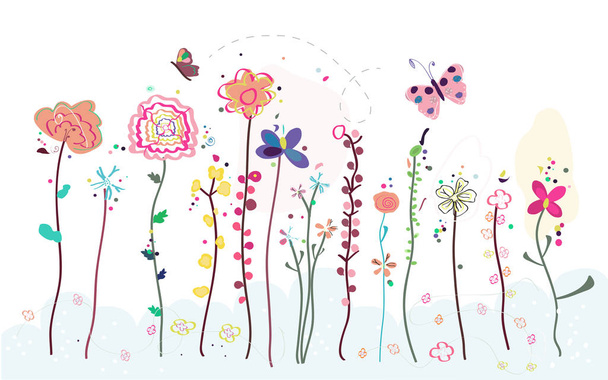 Abstract colorful spring flowers vector illustration background - Vektor, kép