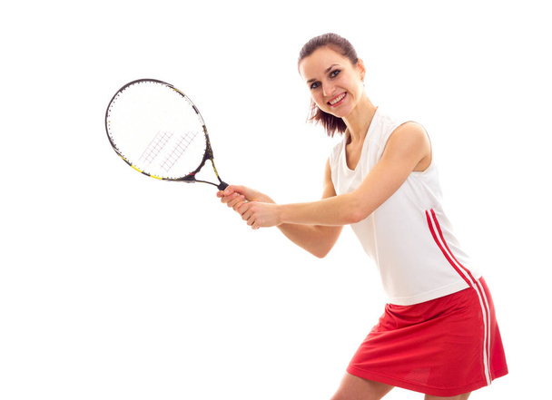 γυναίκα με ρακέτα του τένις - Φωτογραφία, εικόνα