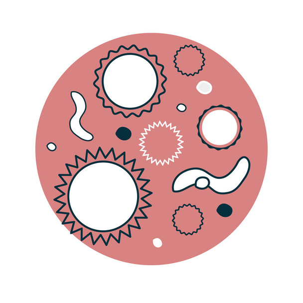 Bacterias de dibujos animados y virus bajo el microscopio
 - Vector, Imagen