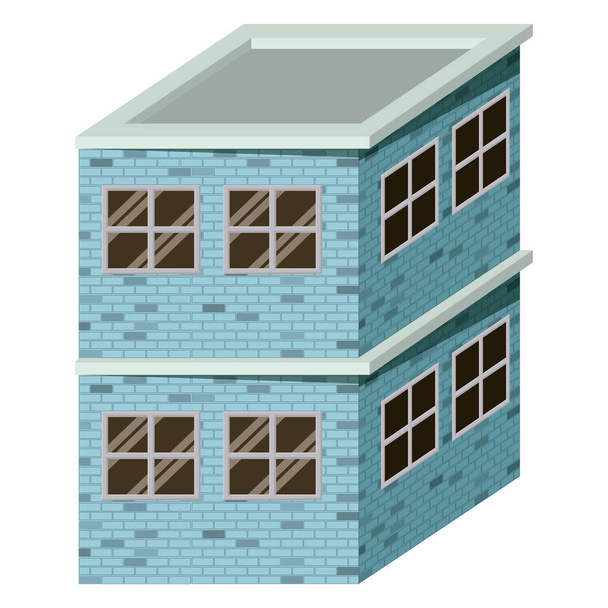 kleurrijke afbeelding realistische gebouw met bakstenen gevel van twee verdiepingen - Vector, afbeelding