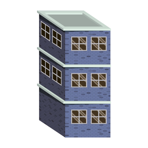 imagem colorida edifício realista com fachada de tijolo de três andares
 - Vetor, Imagem
